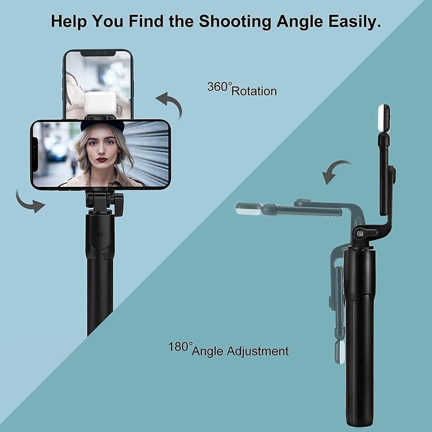 Extendable 3-in-1 Selfie Stick with Tripod, Flash & Remote Control