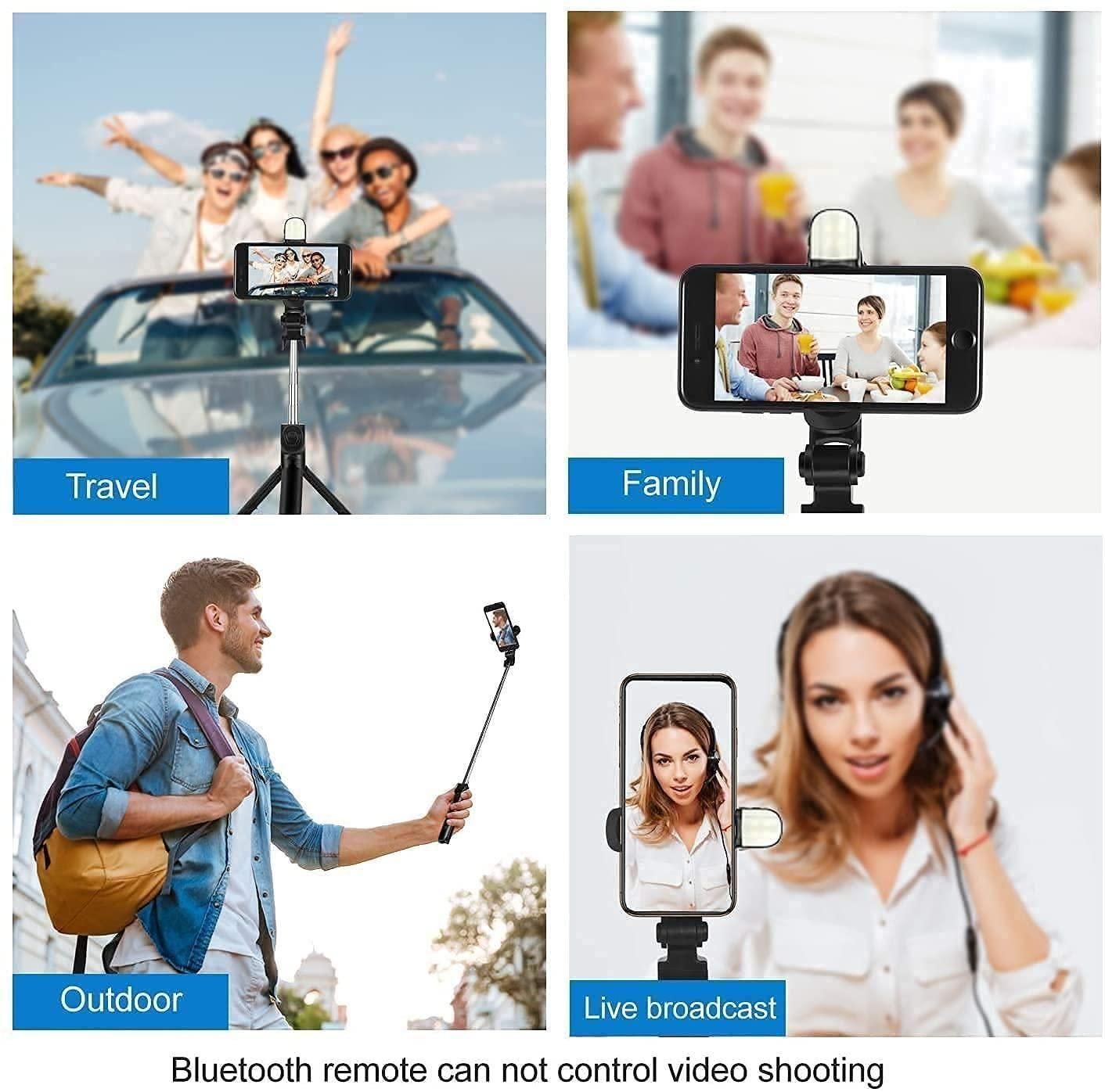Extendable 3-in-1 Selfie Stick with Tripod, Flash & Remote Control