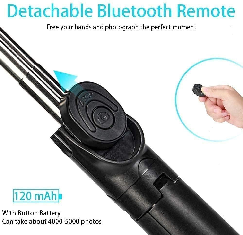 Extendable 3-in-1 Selfie Stick with Tripod, Flash & Remote Control